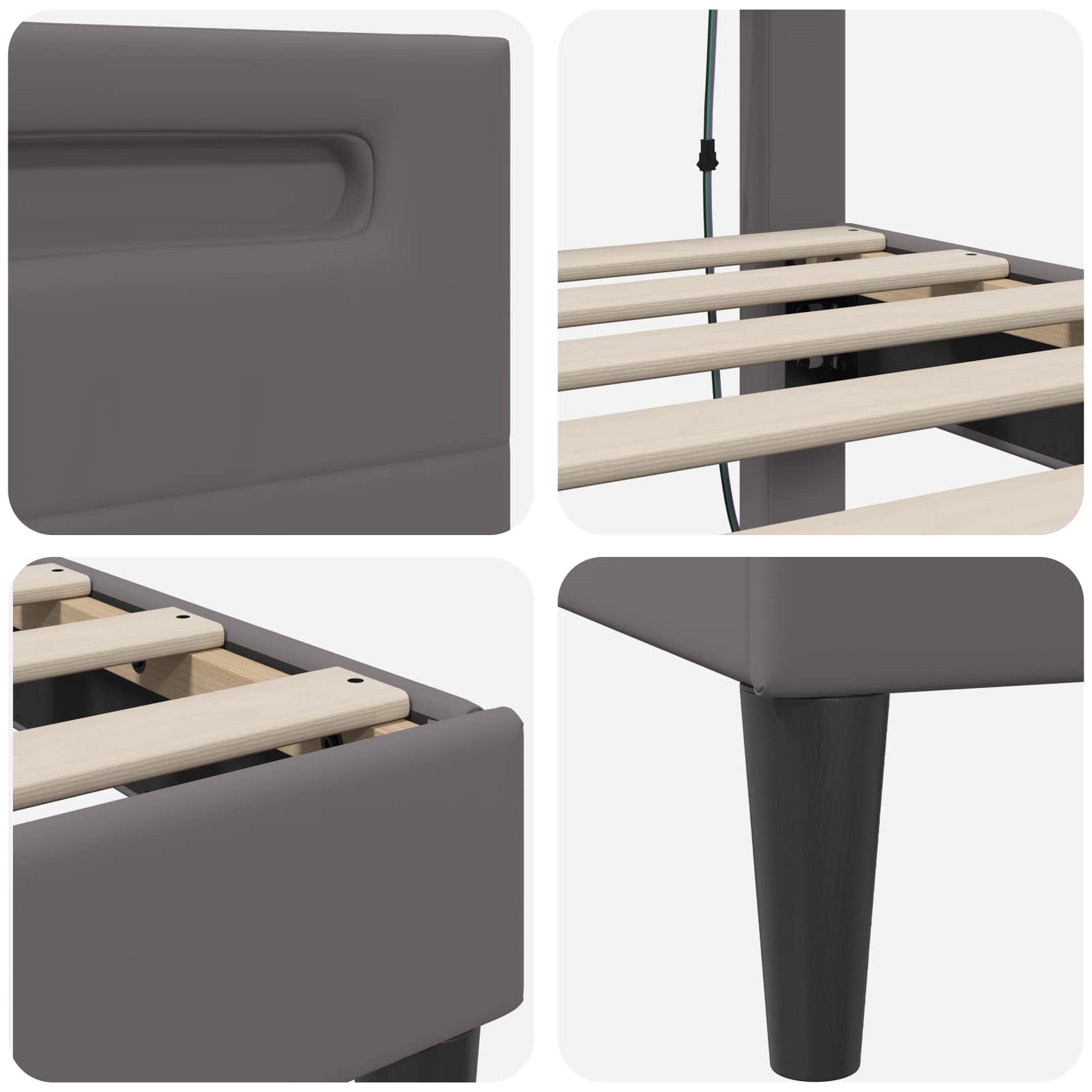 Struttura del letto con testiera Grigio 90 x 190 cm Similpelle | homemem39