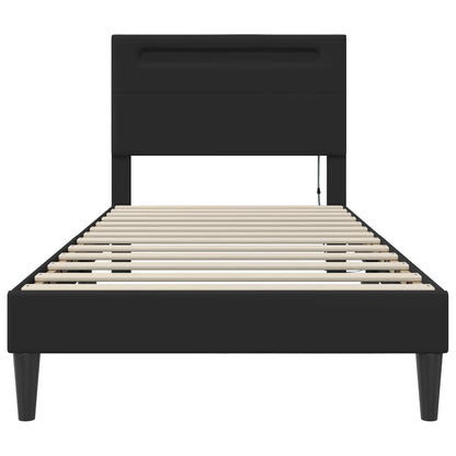 Struttura del letto con strisce LED Nero 90 x 190 cm Similpelle | homemem39