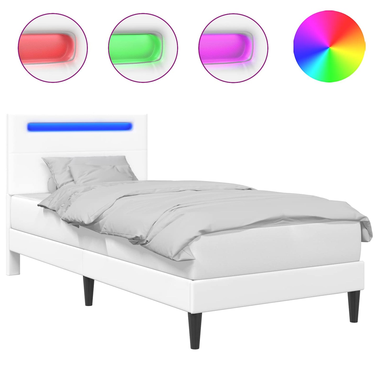 Struttura del letto con testiera Bianco 90 x 190 cm Similpelle | homemem39