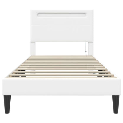 Struttura del letto con testiera Bianco 90 x 190 cm Similpelle | homemem39