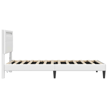 Struttura del letto con testiera Bianco 90 x 190 cm Similpelle | homemem39