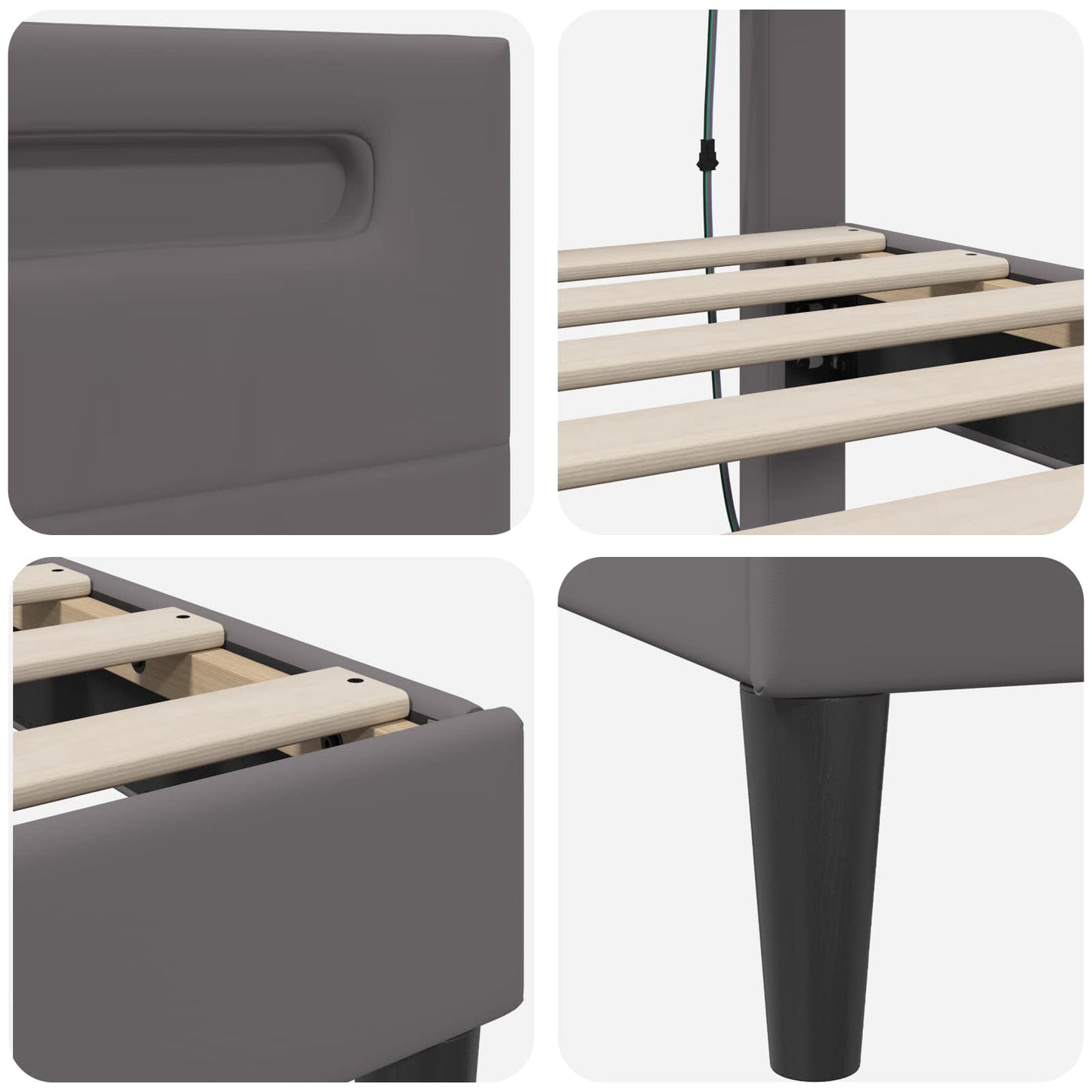 Struttura del letto con testiera Grigio 90 x 200 cm Similpelle | homemem39