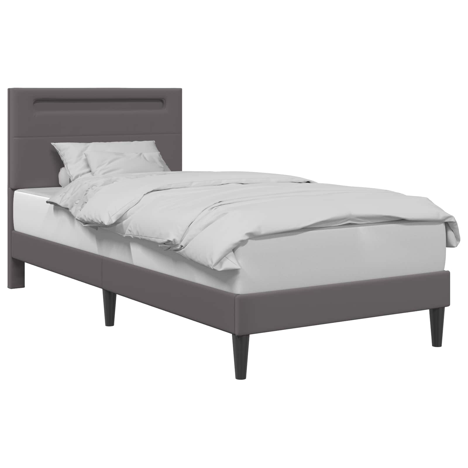 Struttura del letto con testiera Grigio 90 x 200 cm Similpelle | homemem39
