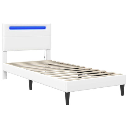 Struttura del letto con testiera Bianco 90 x 200 cm Similpelle | homemem39