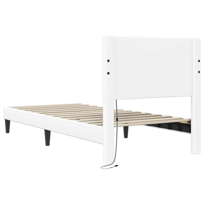 Struttura del letto con testiera Bianco 90 x 200 cm Similpelle | homemem39