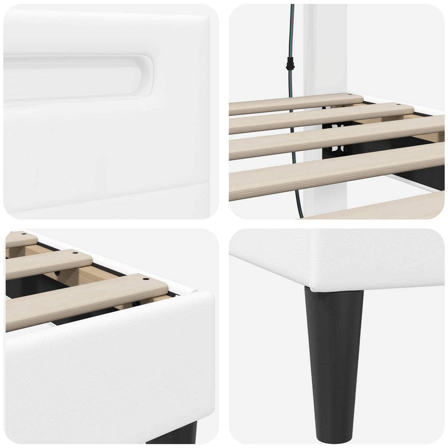 Struttura del letto con testiera Bianco 120 x 200 cm Similpelle | homemem39