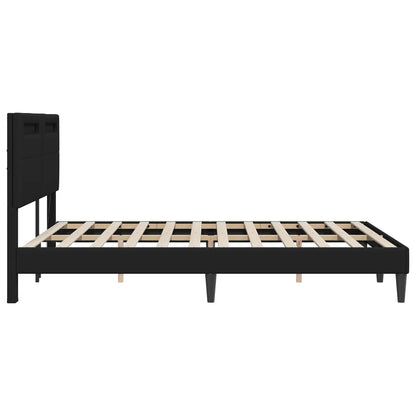 Struttura del letto con testiera Nero 140 x 190 cm Similpelle | homemem39