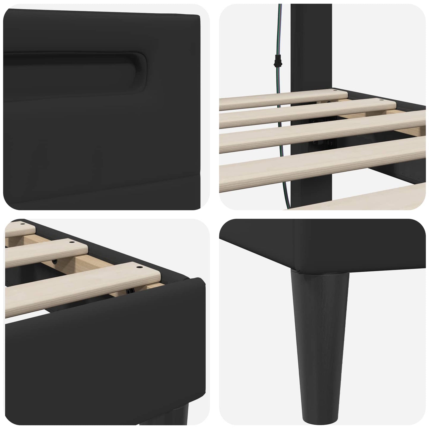 Struttura del letto con testiera Nero 140 x 200 cm Similpelle | homemem39