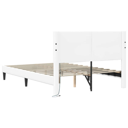 Struttura del letto con testiera Bianco 140 x 200 cm Similpelle | homemem39