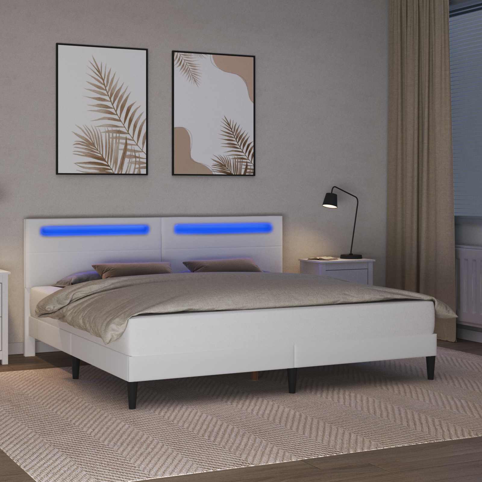 Struttura del letto con testiera Bianco 180 x 200 cm Similpelle | homemem39