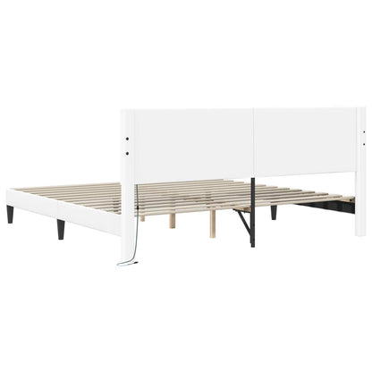 Struttura del letto con testiera Bianco 180 x 200 cm Similpelle | homemem39