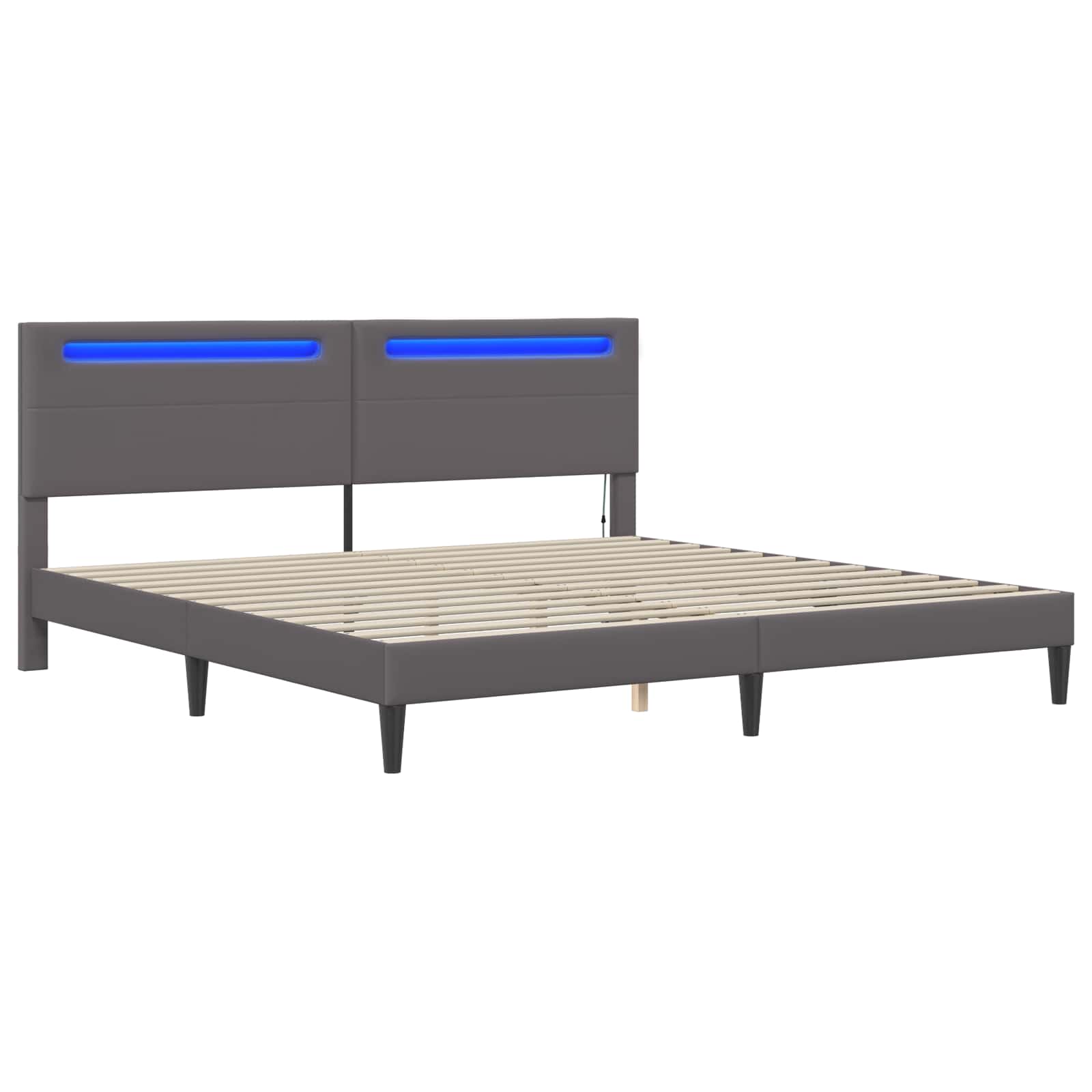 Struttura del letto con testiera Grigio 200 x 200 cm Similpelle | homemem39