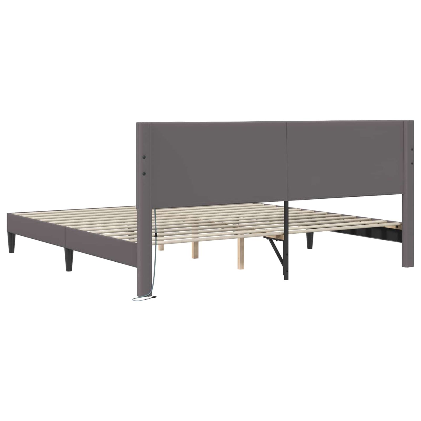 Struttura del letto con testiera Grigio 200 x 200 cm Similpelle | homemem39