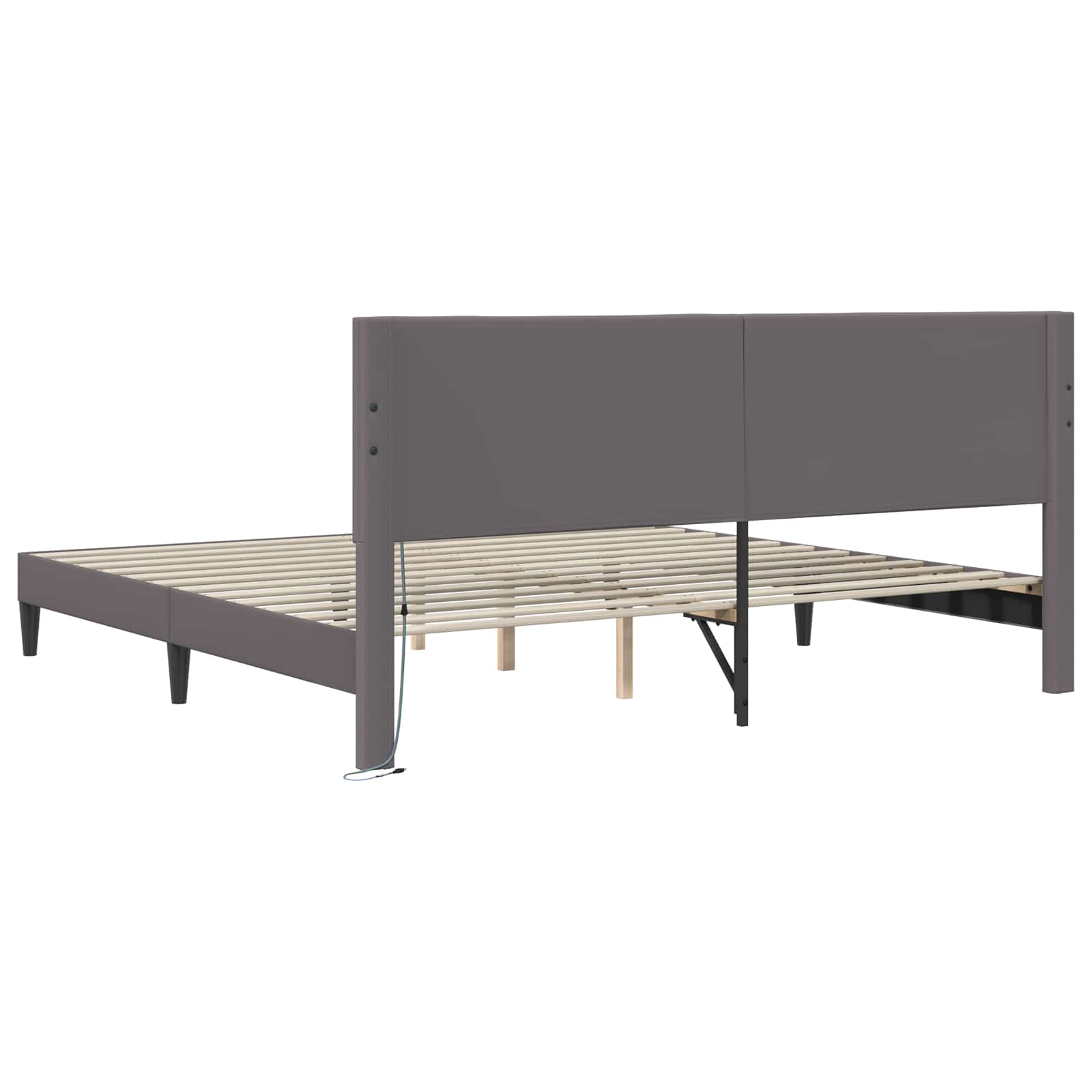 Struttura del letto con testiera Grigio 200 x 200 cm Similpelle | homemem39
