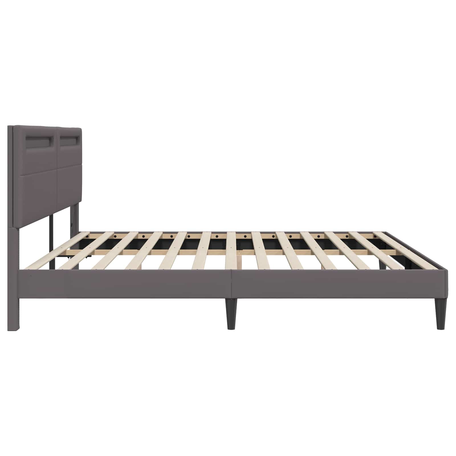 Struttura del letto con testiera Grigio 200 x 200 cm Similpelle | homemem39