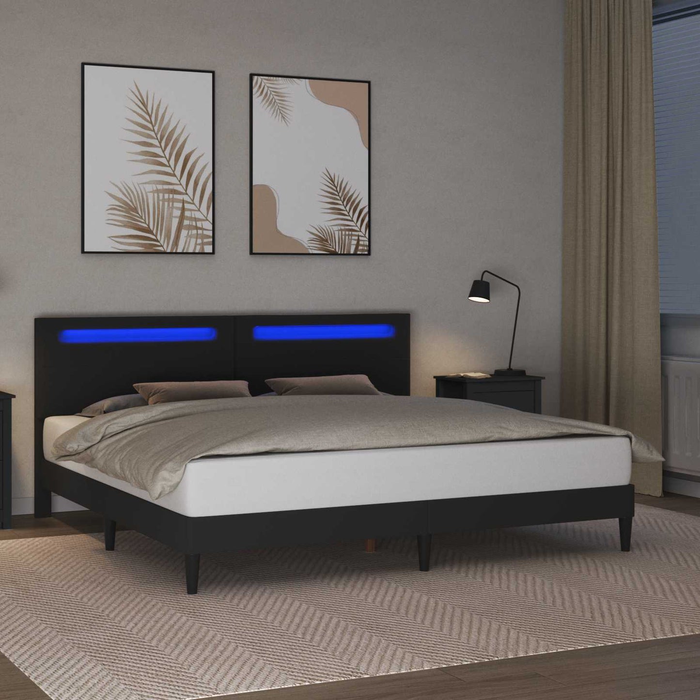 Struttura del letto con testiera Nero 200 x 200 cm Similpelle | homemem39