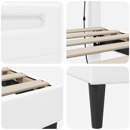 Struttura del letto con testiera Bianco 200 x 200 cm Similpelle | homemem39