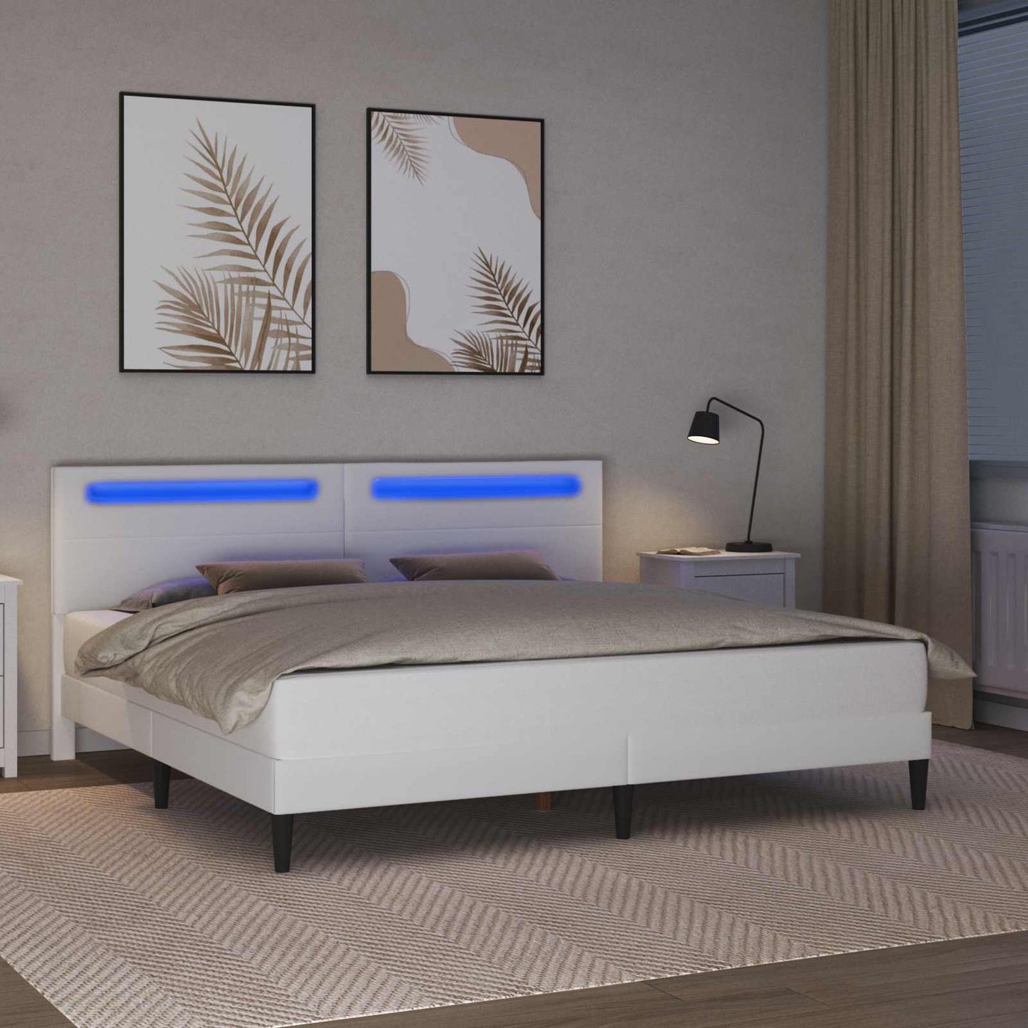 Struttura del letto con testiera Bianco 200 x 200 cm Similpelle | homemem39