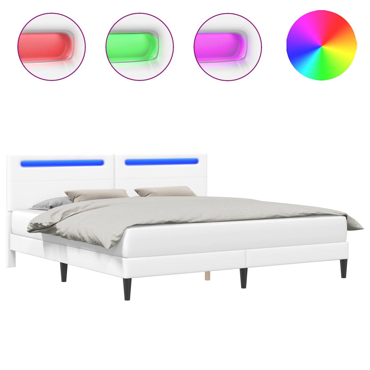 Struttura del letto con testiera Bianco 200 x 200 cm Similpelle | homemem39