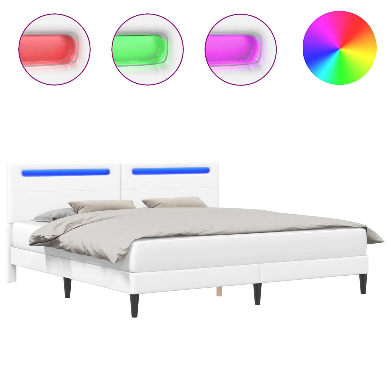 Struttura del letto con testiera Bianco 200 x 200 cm Similpelle | homemem39