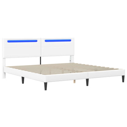 Struttura del letto con testiera Bianco 200 x 200 cm Similpelle | homemem39