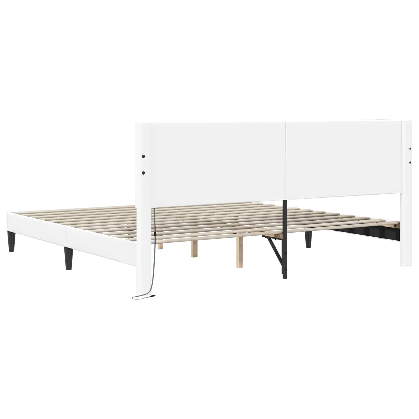 Struttura del letto con testiera Bianco 200 x 200 cm Similpelle | homemem39