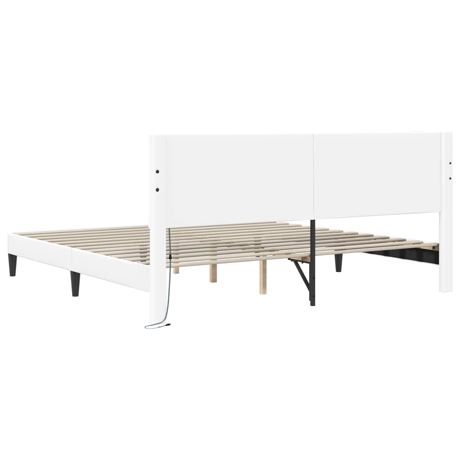 Struttura del letto con testiera Bianco 200 x 200 cm Similpelle | homemem39