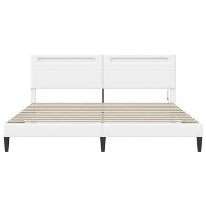 Struttura del letto con testiera Bianco 200 x 200 cm Similpelle | homemem39