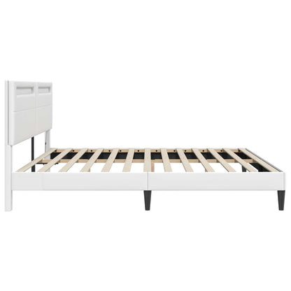 Struttura del letto con testiera Bianco 200 x 200 cm Similpelle | homemem39