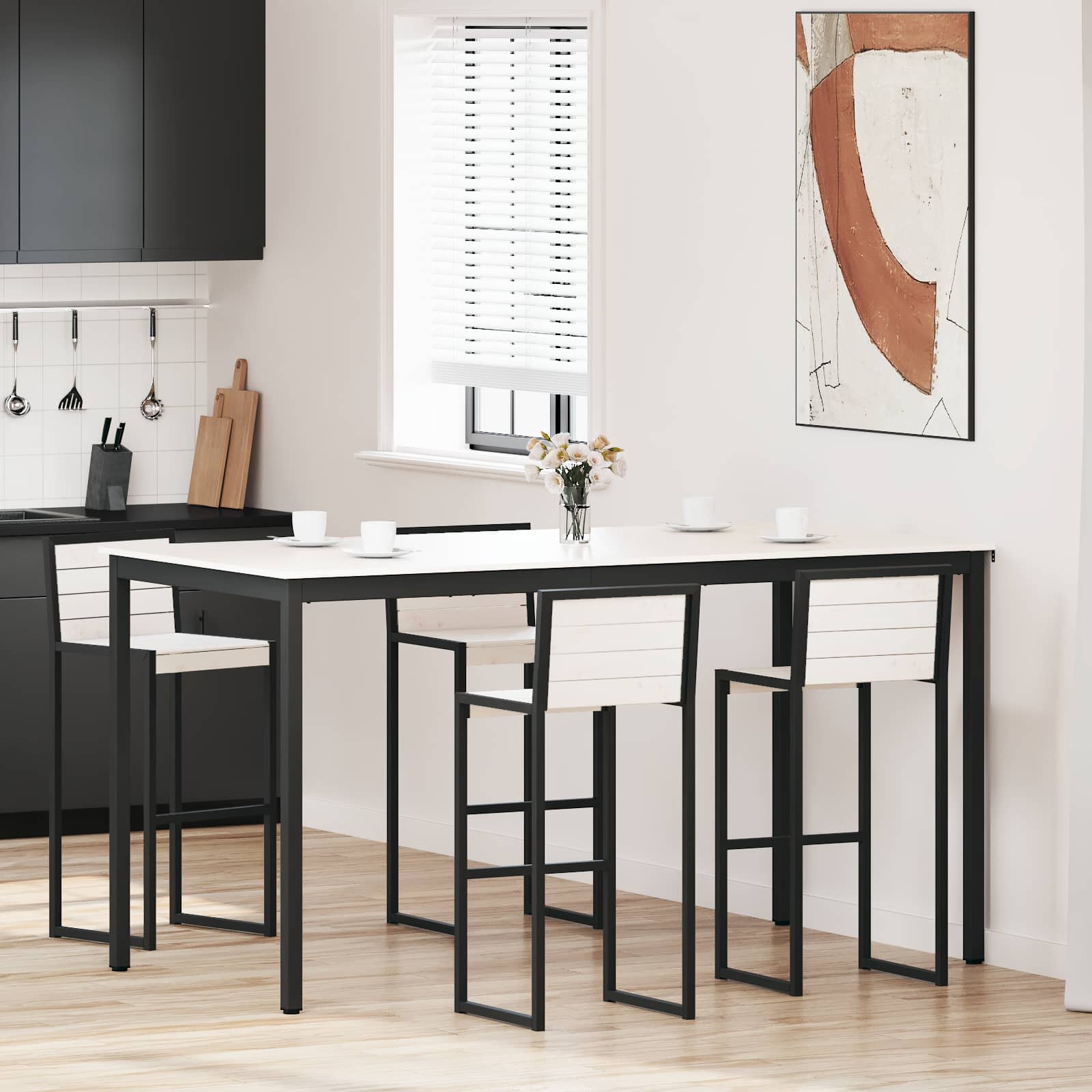 Tavolo da bar Bianco 200 x 100 x 105 cm Pino massello | homemem39