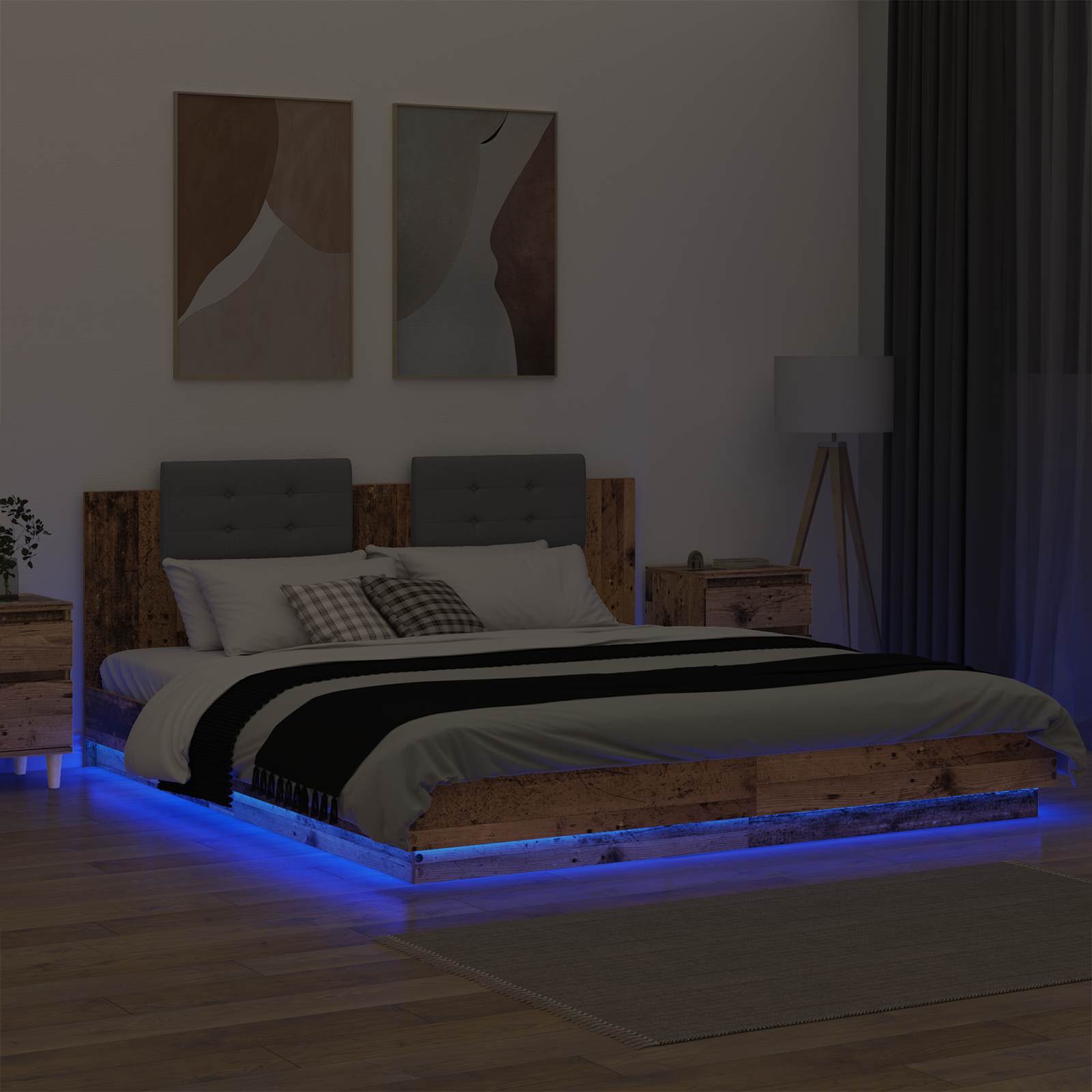 Struttura letto con testata Legno vecchio 200 x 200 cm | homemem39