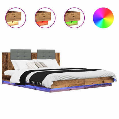 Struttura letto con testata Legno vecchio 200 x 200 cm | homemem39