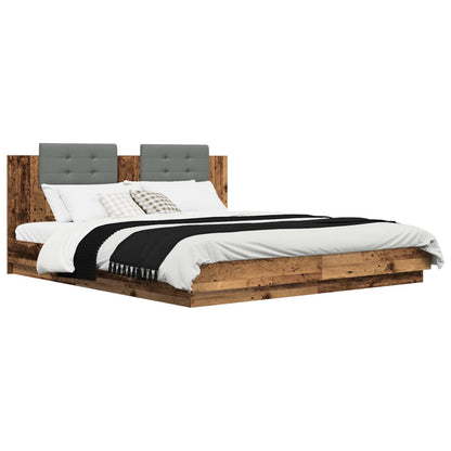 Struttura letto con testata Legno vecchio 200 x 200 cm | homemem39