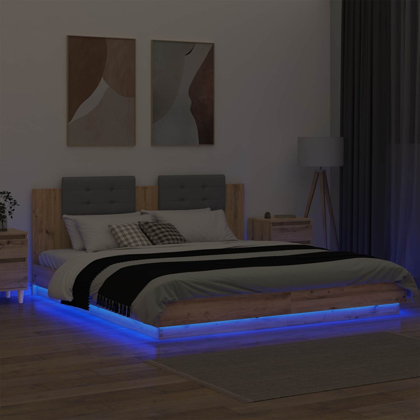 Struttura letto con testata Rovere artigianale 200 x 200 cm | homemem39