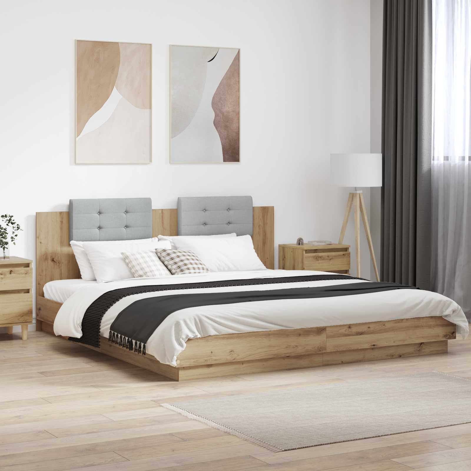 Struttura letto con testata Rovere artigianale 200 x 200 cm | homemem39