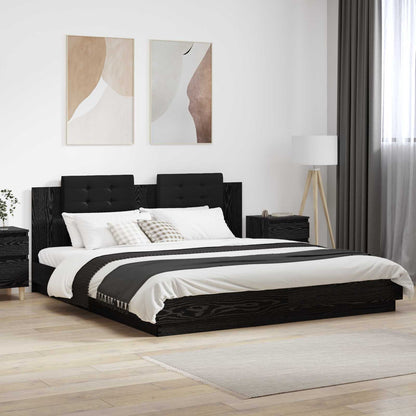 Struttura letto con testata Rovere Nero 200 x 200 cm | homemem39