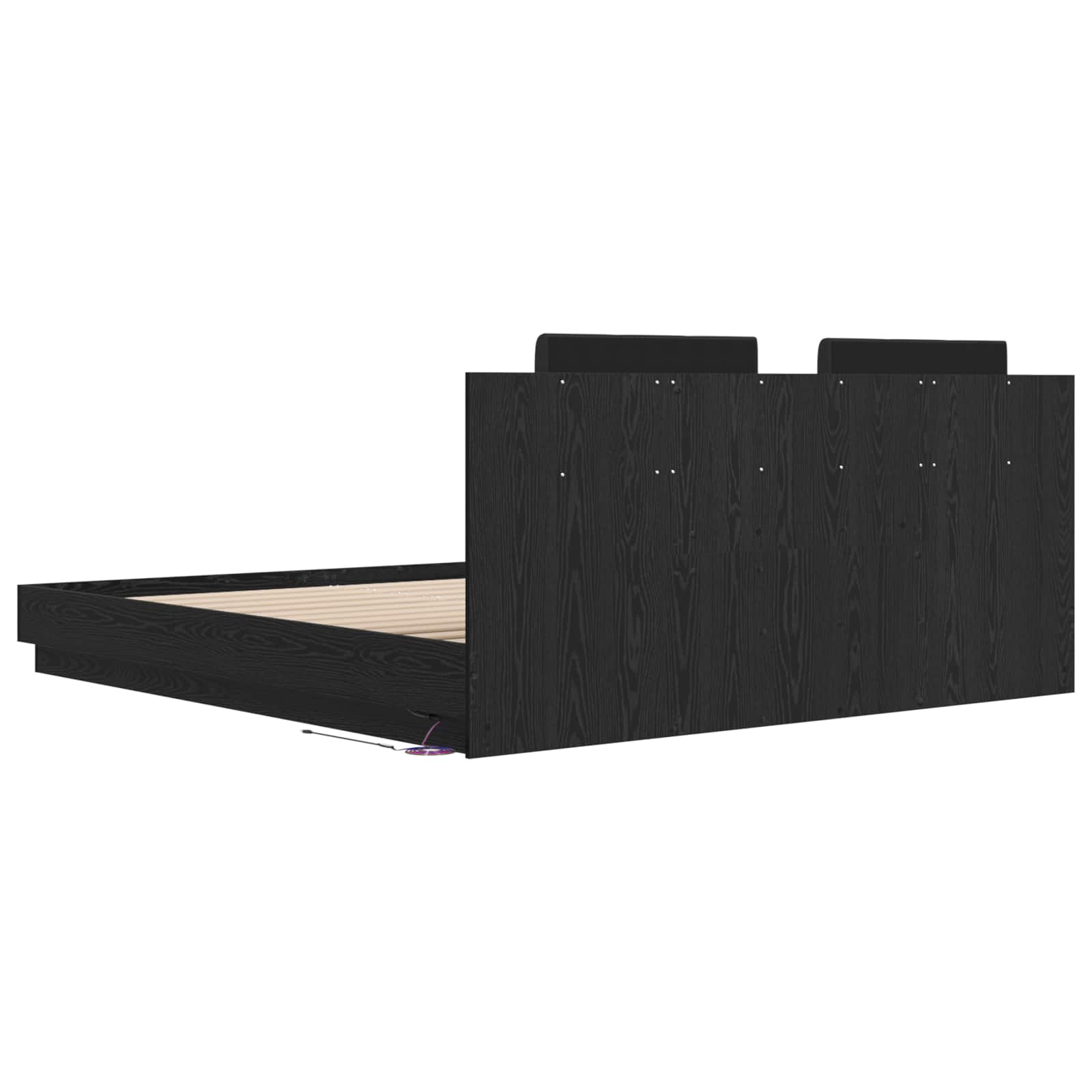 Struttura letto con testata Rovere Nero 200 x 200 cm | homemem39
