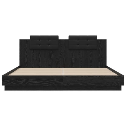 Struttura letto con testata Rovere Nero 200 x 200 cm | homemem39