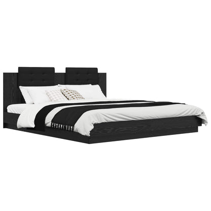 Struttura letto con testata Rovere Nero 200 x 200 cm | homemem39