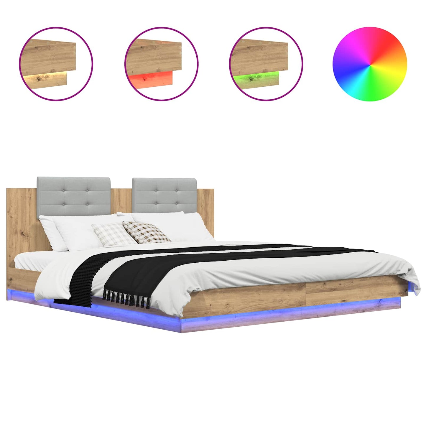 Struttura letto con testata Rovere artigianale 180 x 200 cm