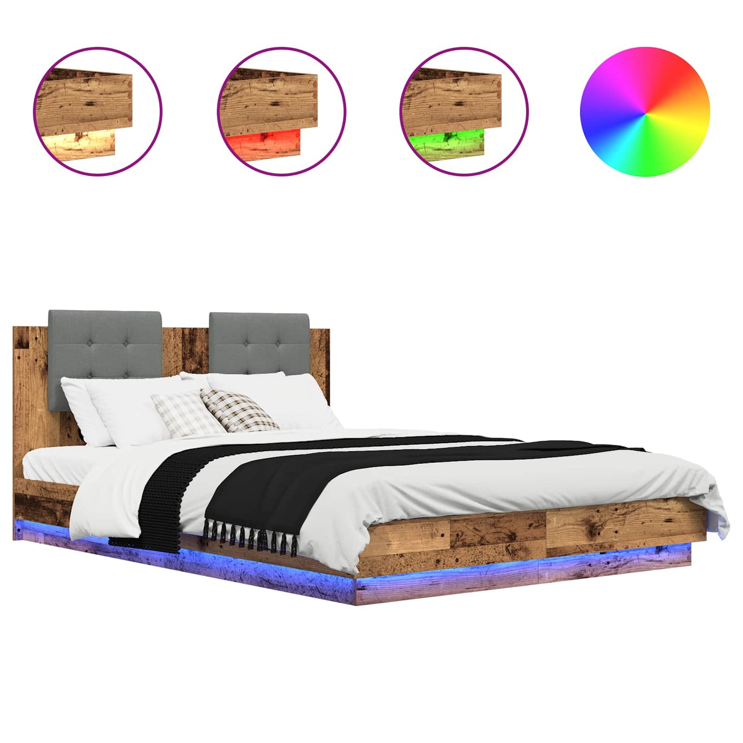 Struttura letto con testata Legno vecchio 160 x 200 cm | homemem39