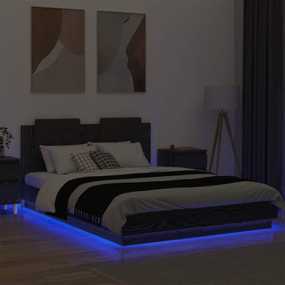 Struttura letto con testata Rovere Nero 160 x 200 cm | homemem39