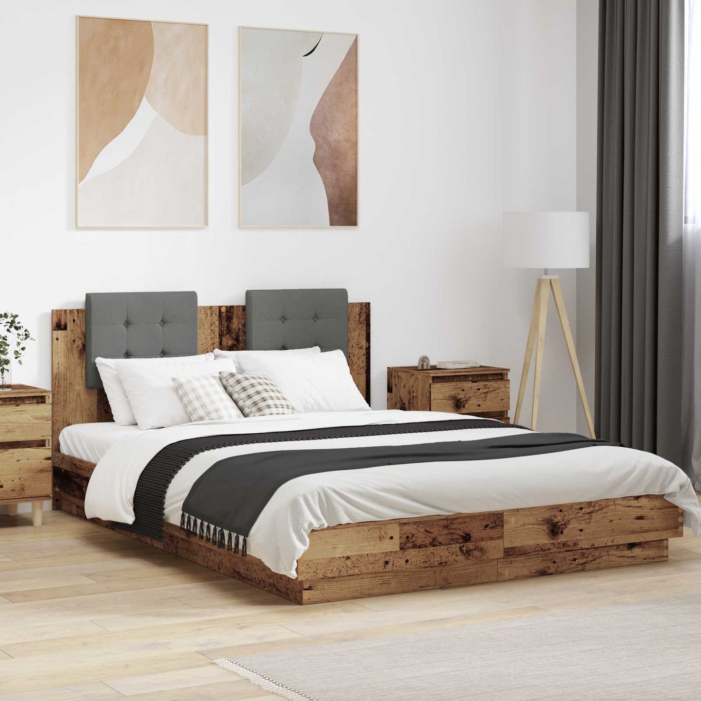 Struttura letto con testata Legno vecchio 150 x 200 cm