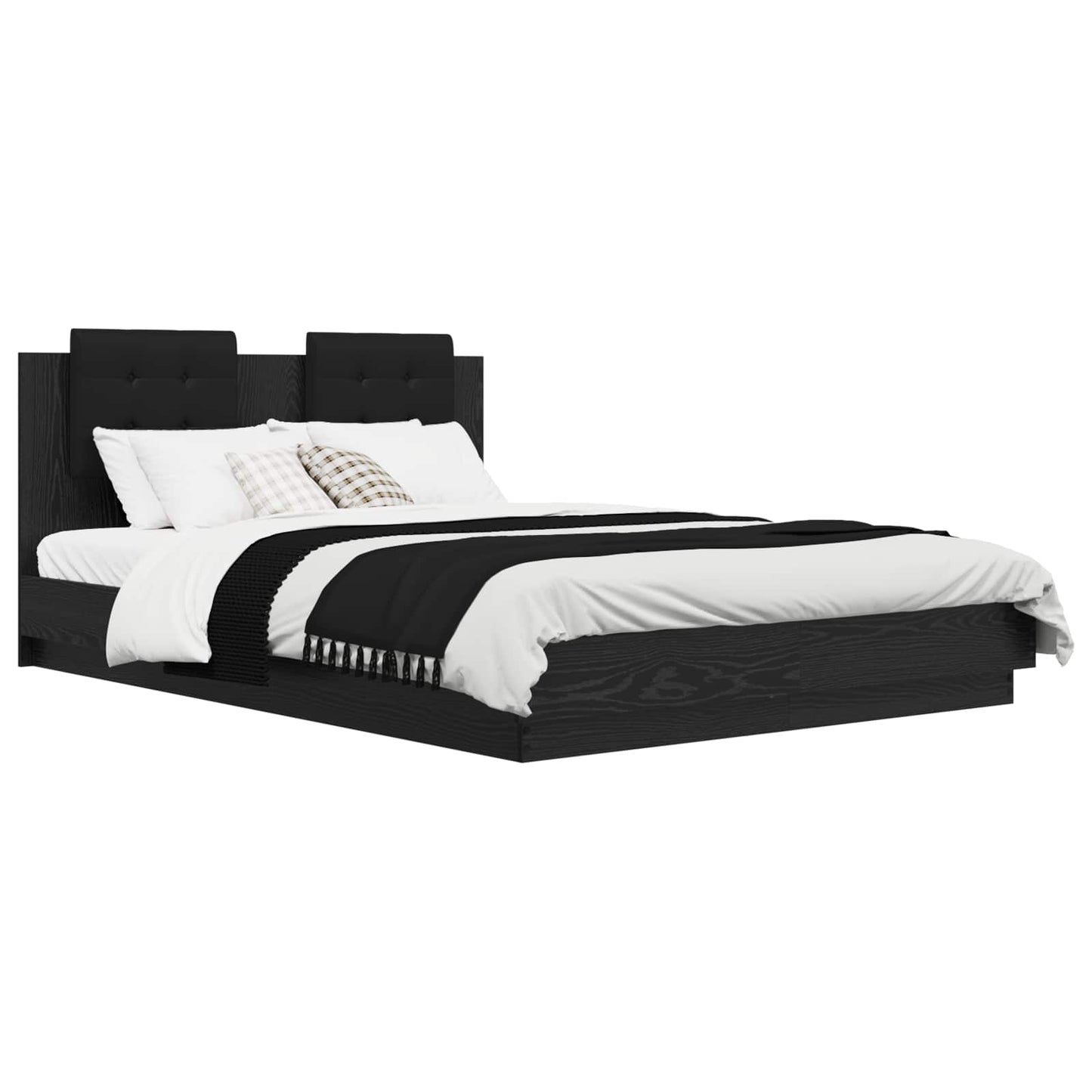 Struttura letto con testata Rovere Nero 150 x 200 cm