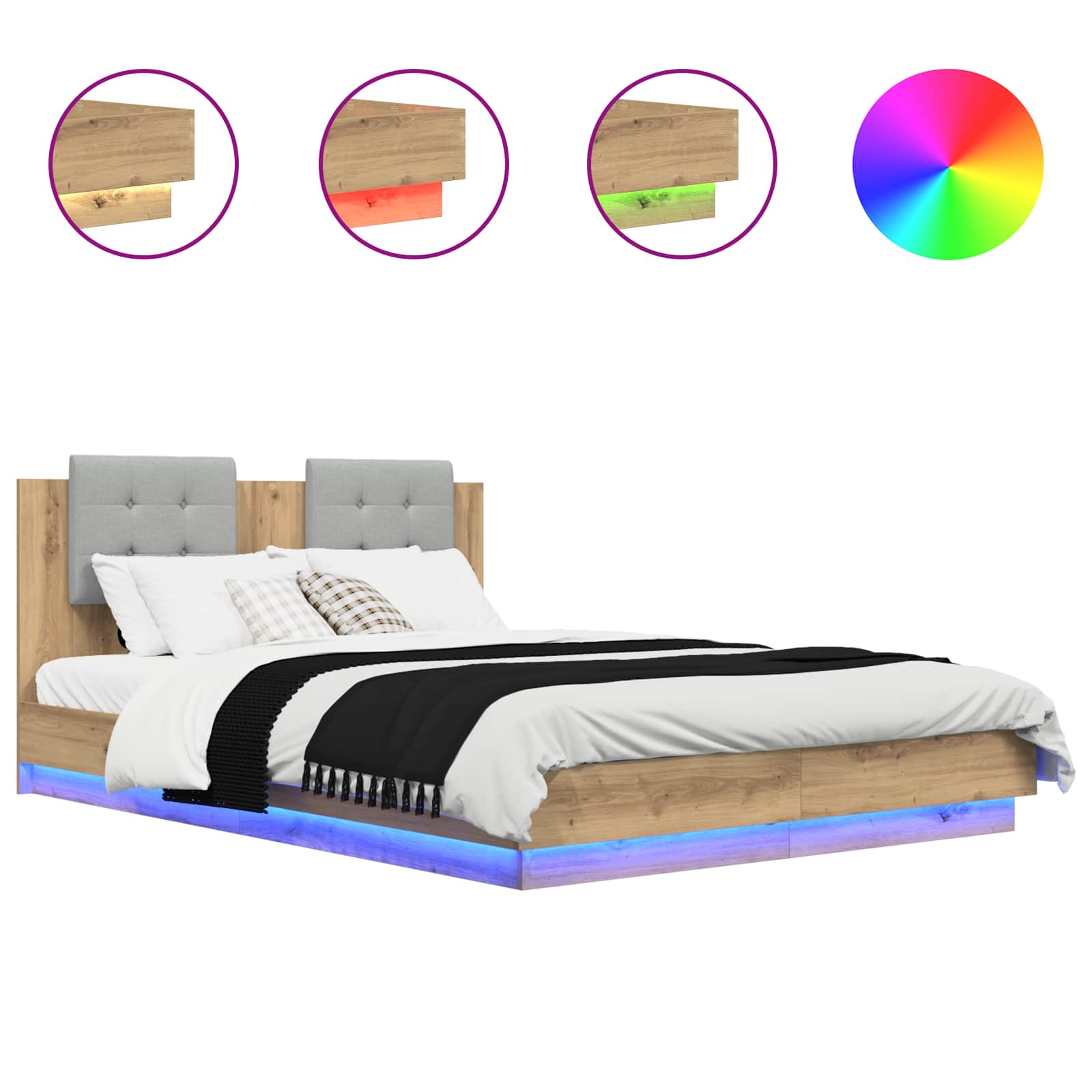 Struttura letto con testata Rovere artigianale 120 x 200 cm | homemem39
