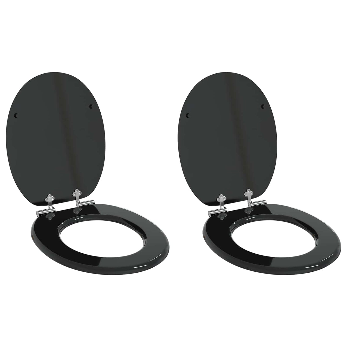 Sedile per toilette con chiusura morbida 2 pcs Nero 44 x 38 cm | homemem39