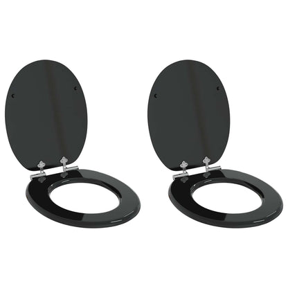 Sedile per toilette con chiusura morbida 2 pcs Nero 44 x 38 cm | homemem39