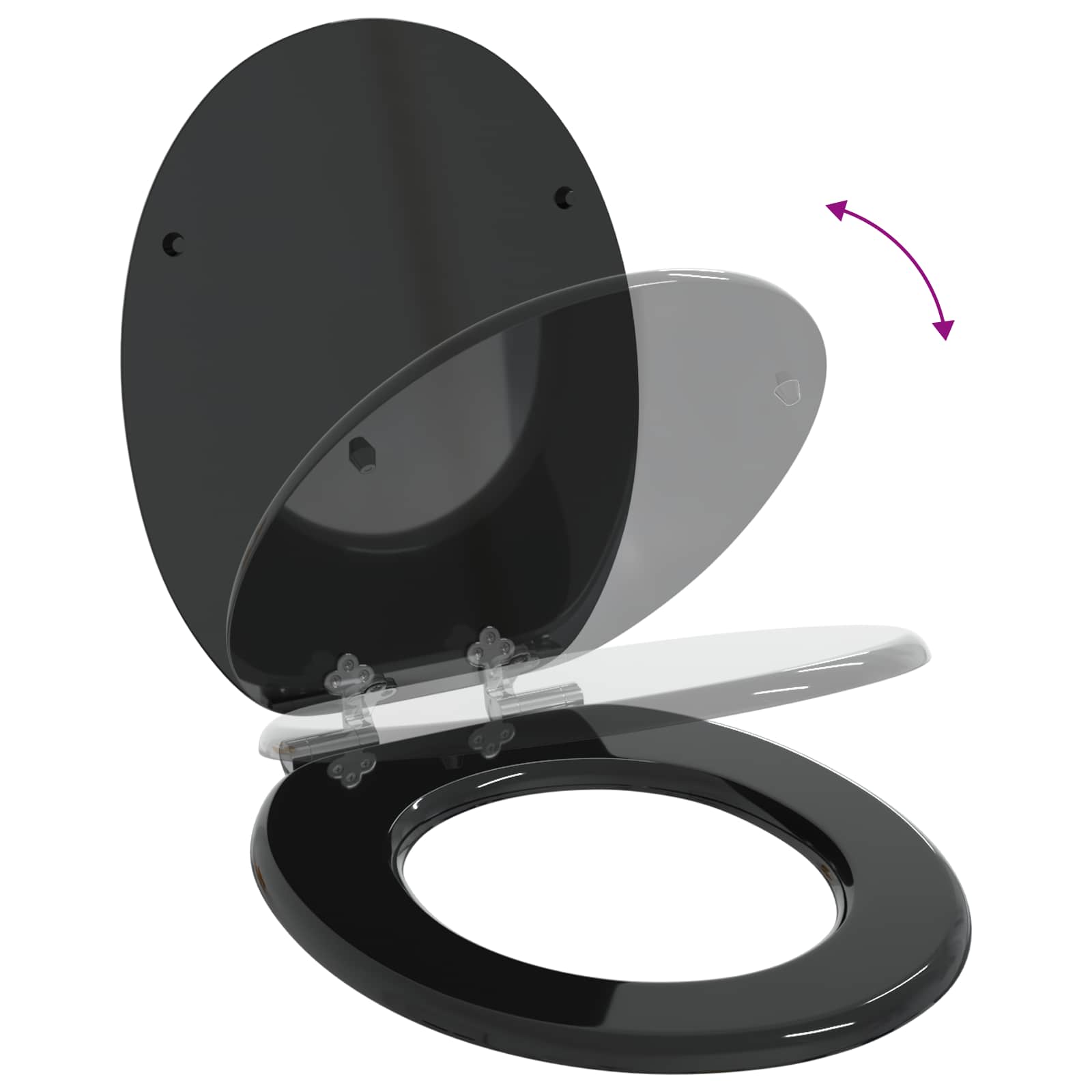 Sedile per toilette con chiusura morbida 2 pcs Nero 44 x 38 cm | homemem39