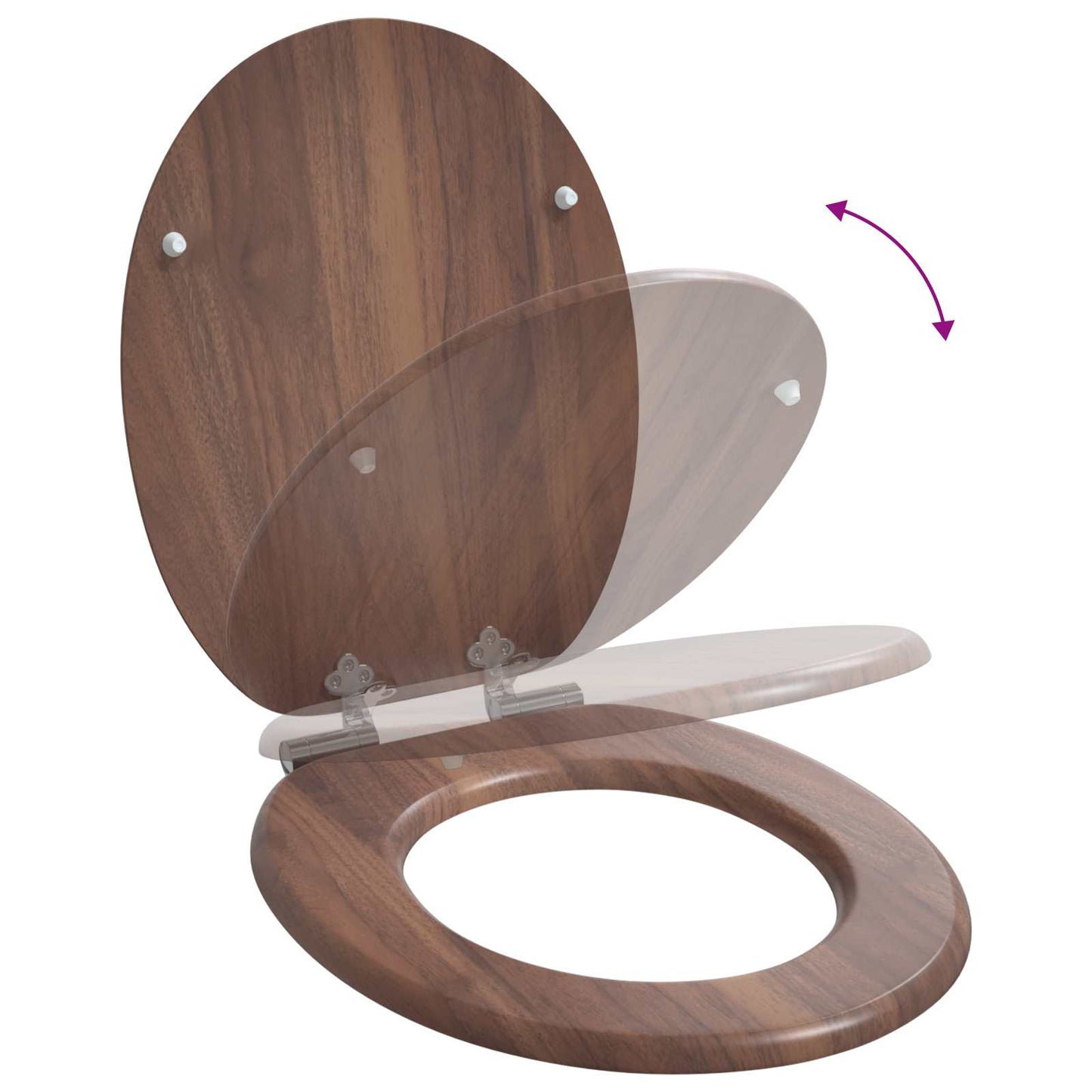 Sedile per toilette con chiusura morbida 2 pcs Marrone