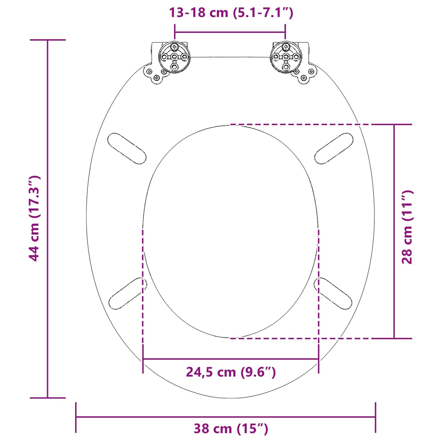 Sedile per toilette con chiusura morbida 2 pcs 44 x 38 cm | homemem39